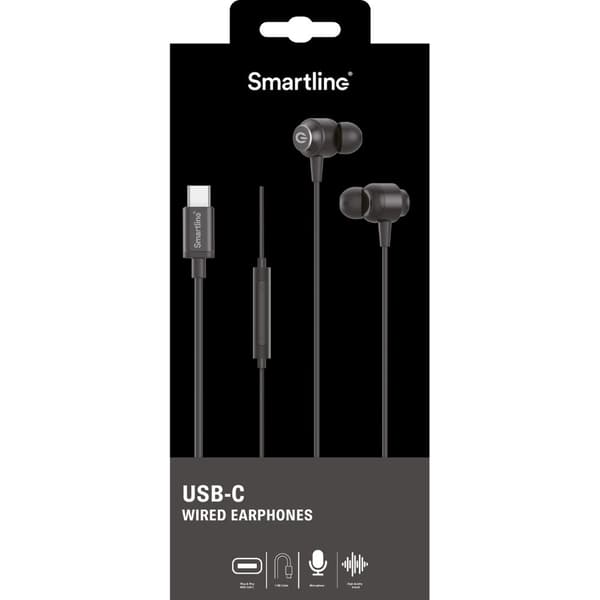 Smartline In-Ear Earphones USB-C Hörlurar Svart