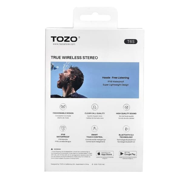 Trådlösa hörlurar med laddningsetui TOZO T6S Svart