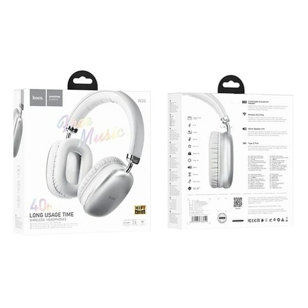 Bluetooth-hovedtelefoner Hoco W35 Sølvfarvet
