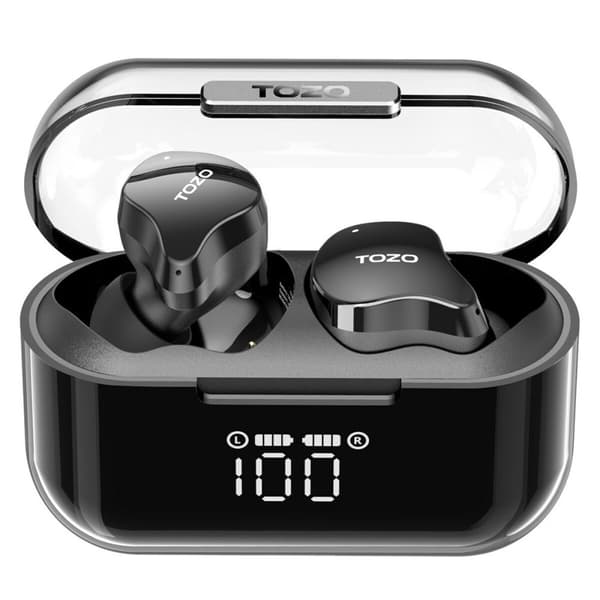 Trådløse høretelefoner med etui til opladning TOZO T18 CRYSTAL BUDS Sort