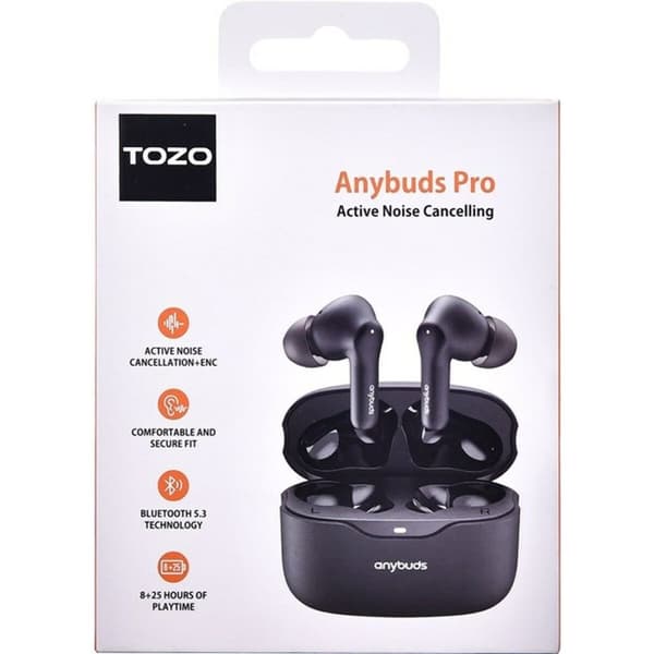 Trådlösa hörlurar med laddningsetui TOZO Anybuds Pro Svart