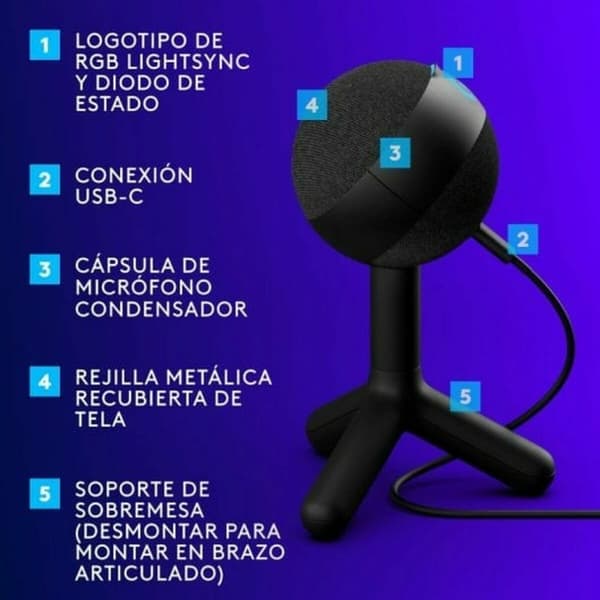 Mikrofon Logitech 988-000551 Svart