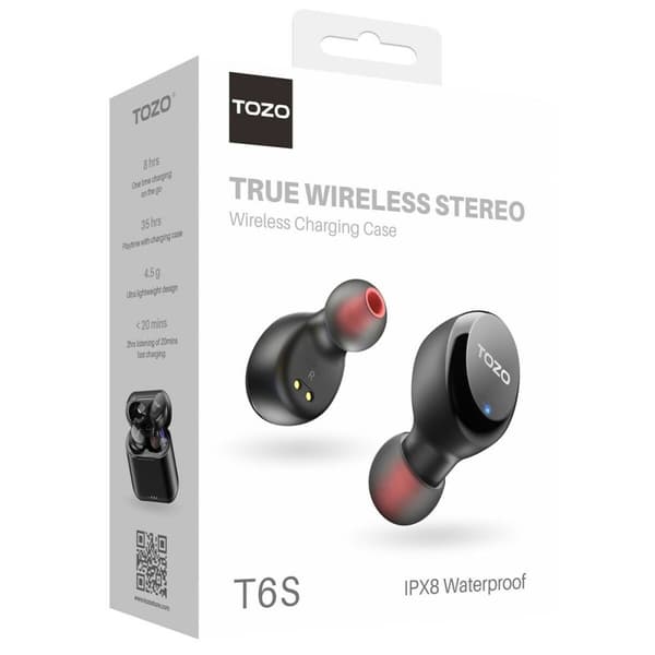 Trådløse høretelefoner med etui til opladning TOZO T6S Sort