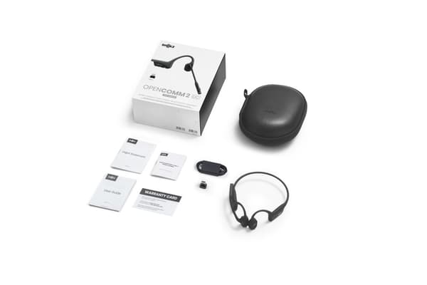 SHOKZ OpenComm2 UC 2025 Opgrader trådløst Bluetooth-headset med benledning til videokonferencer, USB-C-opladeport og USB-C-adapter | 16 timers taletid