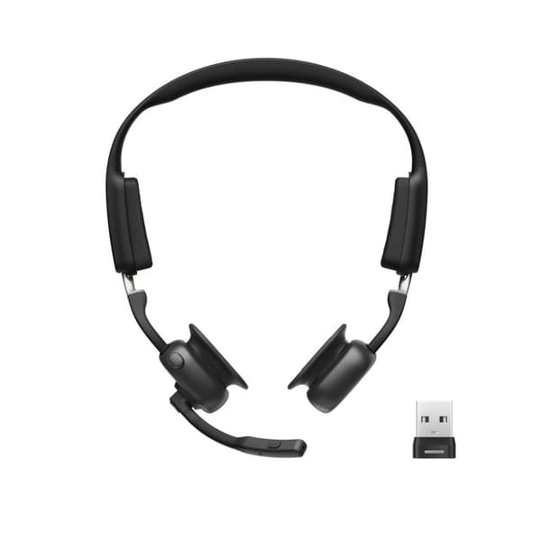 SHOKZ OpenMeet UC trådlöst Bluetooth-headset med benledningsfunktion och USB-A-adapter