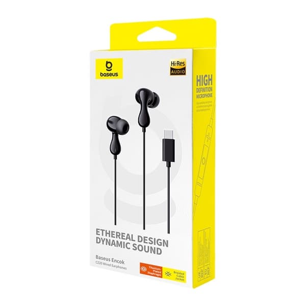 Baseus Encok CZ20 Headset Trådbundet In-ear Samtal/Musik USB Typ-C Svart