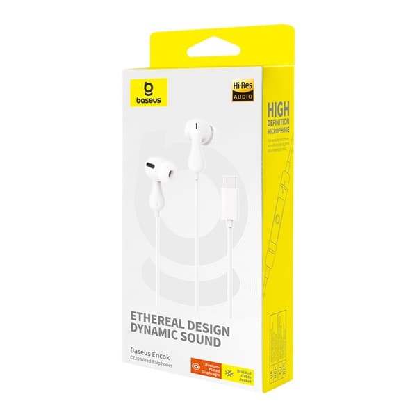 Baseus Encok CZ20 Headset Trådbundet In-ear Samtal/Musik USB Typ-C Vit