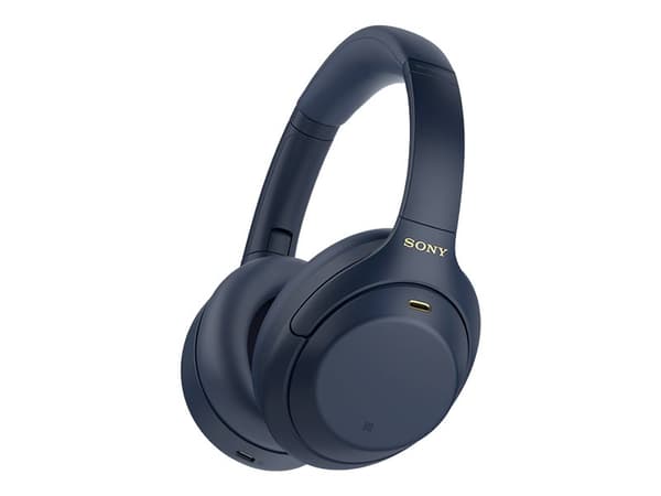Sony WH-1000XM4 - Hörlurar med mikrofon - fullstorlek - Bluetooth - trådlös, kabelansluten - NFC - aktiv brusradering - 3,5 mm kontakt - midnattsblå