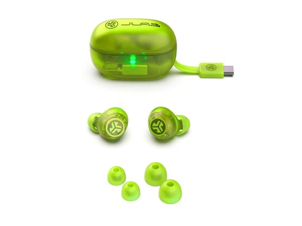 JLab Go Pop ANC, True Wireless Stereo (TWS), 20 - 20000 Hz, Samtaler/musikk, Hodesett, Teal, Gjennomsiktig