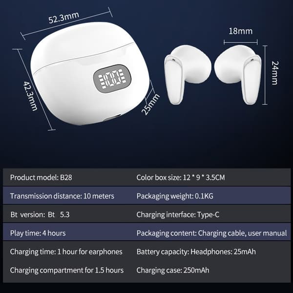 150 kielen käännöskääntäjä Smart Voice Bluetooth-korvakuulokkeet - Valkoinen