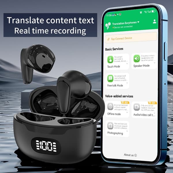 150 kielen käännöskääntäjä Smart Voice Bluetooth-korvakuulokkeet - Valkoinen