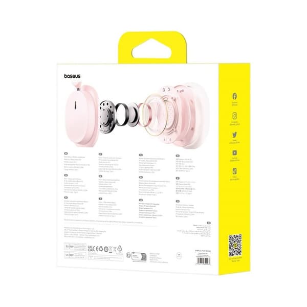 Bluetooth Huvudbands Hörlurar Baseus Bowie D05 Rosa (Rosa)