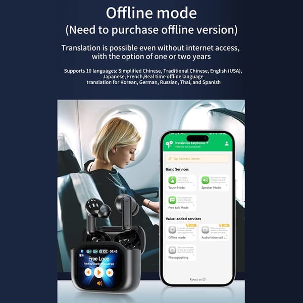 Översättare 150 språk Translation Smart Voice Bluetooth In Ear-hörlurar - Svart
