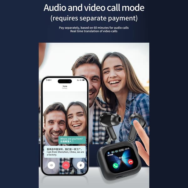 Översättare 150 språk Translation Smart Voice Bluetooth In Ear-hörlurar - Svart