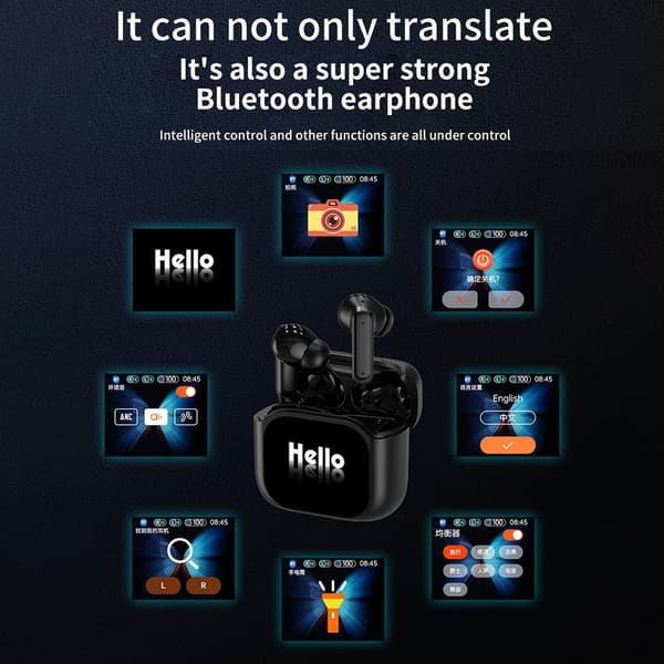 Översättare 150 språk Translation Smart Voice Bluetooth In Ear-hörlurar - Svart