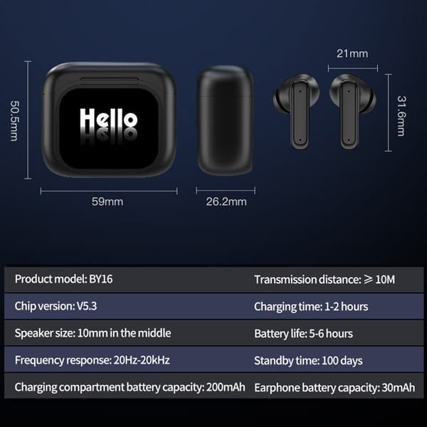 Översättare 150 språk Translation Smart Voice Bluetooth In Ear-hörlurar - Svart