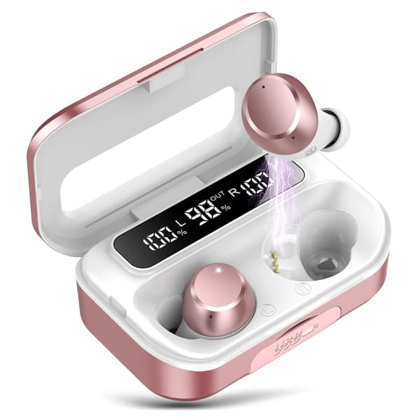 Q26 Bluetooth-hodesett Digital Display In-Ear trådløse hodetelefoner PowerBank-funksjon - Rosa