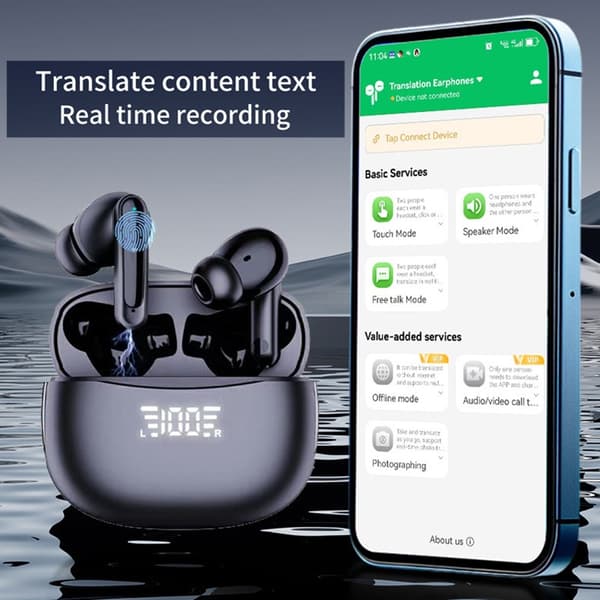 A8 150 Languages Kääntäjä Smart Voice Bluetooth In Ear kuulokkeet