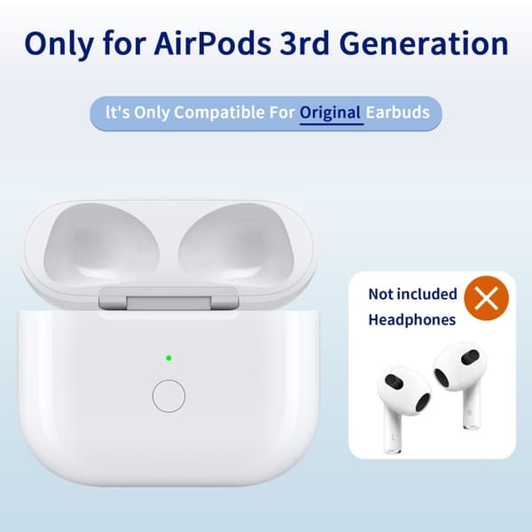 AirPods 3 -latauskotelolle Sisäänrakennettu 620 mAh:n akku Bluetooth Langaton lataus