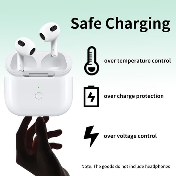 For AirPods 3 ladeveske Innebygd 620mAh batteri trådløs lading USB-C