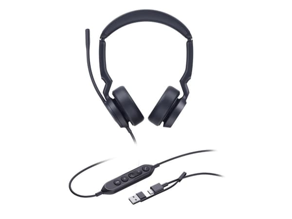 Yealink UH44 Dual UC USB-C/A Headset, Ledningsført, 20 - 20000 Hz, Kontor/Callcenter, 162 g, Headset, Sort