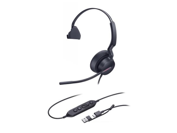 Yealink UH46 Mono Teams USB-C/A Headset, Ledningsført, 20 - 20000 Hz, Kontor/Callcenter, 127 g, Headset, Sort