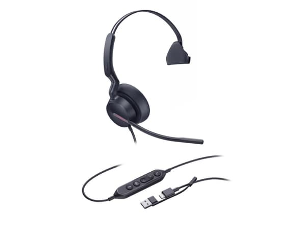 Yealink UH46 Mono Teams USB-C/A Headset, Ledningsført, 20 - 20000 Hz, Kontor/Callcenter, 127 g, Headset, Sort