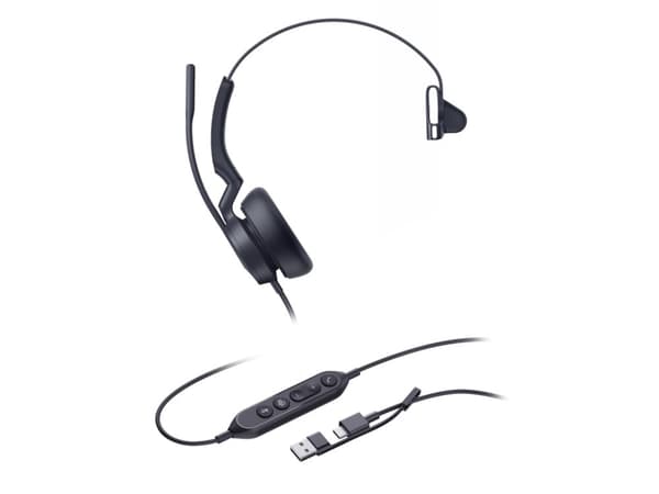Yealink UH46 Mono Teams USB-C/A Headset, Ledningsført, 20 - 20000 Hz, Kontor/Callcenter, 127 g, Headset, Sort