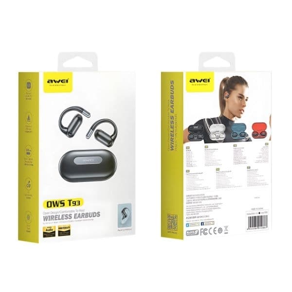Awei OWS In-Ear Hörlurar Trådlösa Bluetooth 5.4 T93 - Svart
