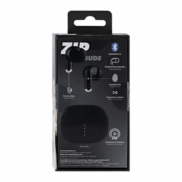 Trådløse høretelefoner med etui til opladning T'NB ZIP 2 Sort