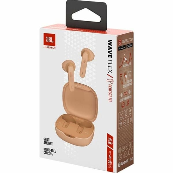 Trådlösa hörlurar med laddningsetui JBL Wave Flex Beige