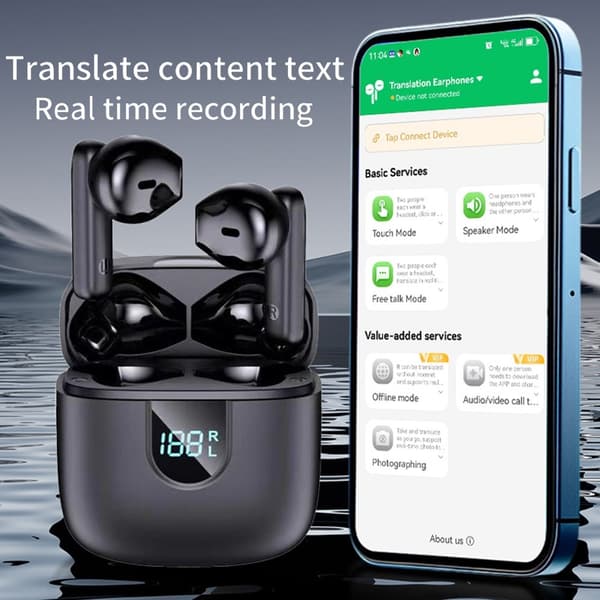 A18 150 Languages ​​Kääntäjä Smart Voice Bluetooth In Ear kuulokkeet