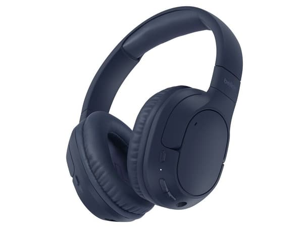Belkin SoundForm Surround - Kuulokkeet mikrofonilla. - täysikokoinen - Bluetooth - langaton, langallinen - USB-C, 3,5 mm jakki - sininen