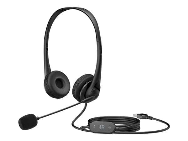 HP :n USB-stereokuulokemikrofoni G2, Langallinen, Toimisto/puhelukeskus, 90 g, Kuulokkeet, Musta