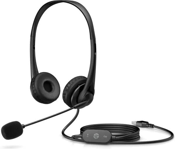 HP :n USB-stereokuulokemikrofoni G2, Langallinen, Toimisto/puhelukeskus, 90 g, Kuulokkeet, Musta