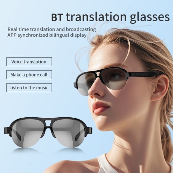 144 språk Translation Översättare Smart AI Bluetooth Solglasögon UV400 hörlurar
