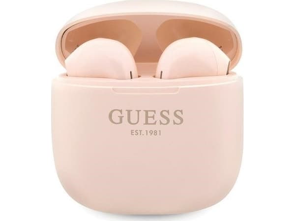 Guess Classic EST Logo TWS Bluetooth-kuulokkeet + latausasema - vaaleanpunainen
