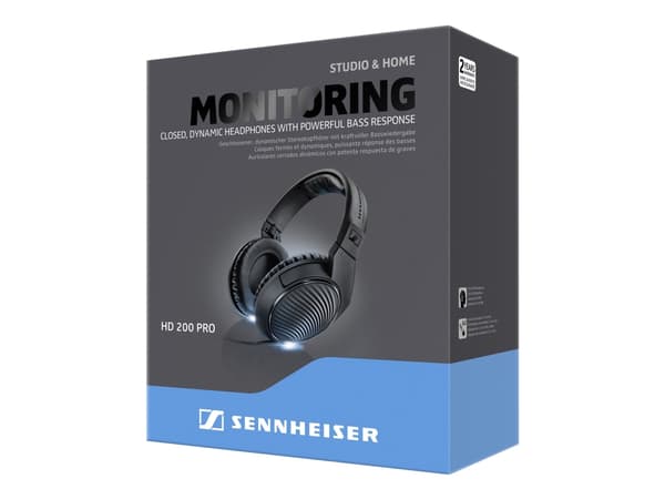 Sennheiser HD 200 PRO - Hodetelefoner - full størrelse - kablet - 3,5 mm jakk - svart