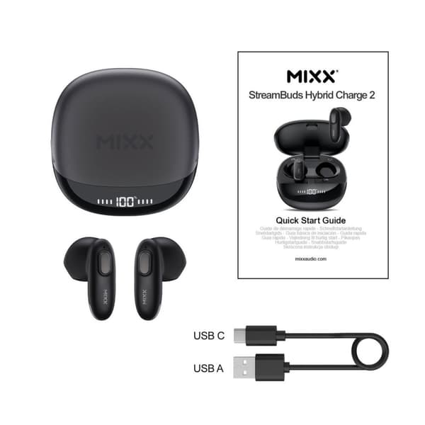 Mixx Trådløse Høretelefoner StreamBuds Hybrid Charge 2 Sort