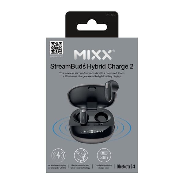 Mixx Trådløse Høretelefoner StreamBuds Hybrid Charge 2 Sort