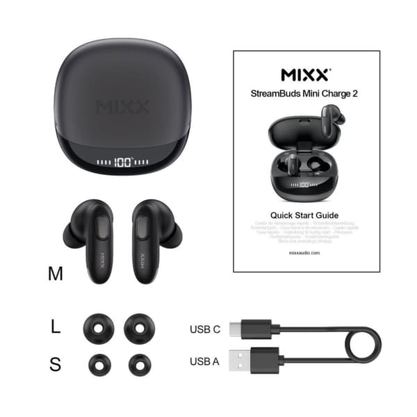 Mixx Trådløse Høretelefoner StreamBuds Mini Charge 2 Sort