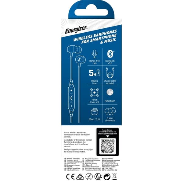 Kuulokkeet Energizer CIBT20WH2 Valkoinen