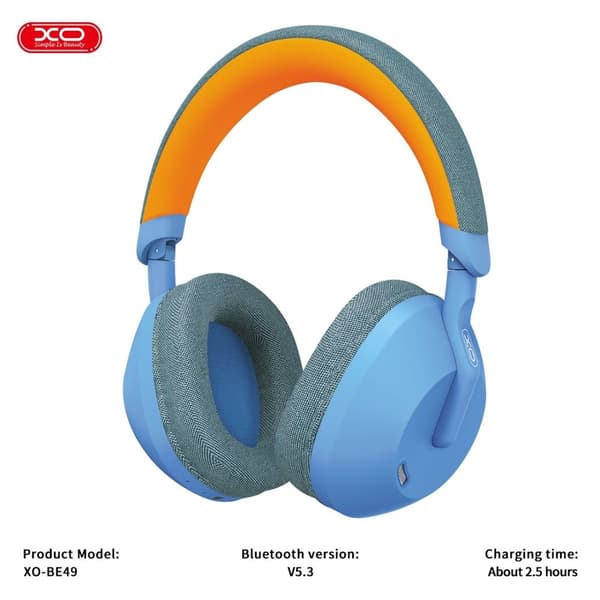 XO BE49 Bluetooth 5.3 Trådlösa Hörlurar – 40mm Driver, 10m Räckvidd – Blå