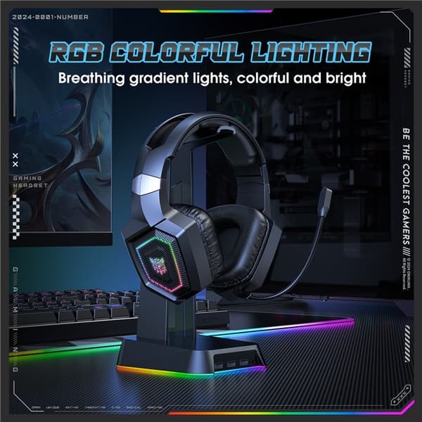 ONIKUMA Gaming Headset Trippelläge RGB-belysning Surroundljud Bluetooth hörlurar