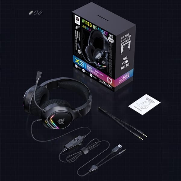 ONIKUMA PC Gaming Headset LED Kablede Over-Ear Hovedtelefoner med Mikrofon