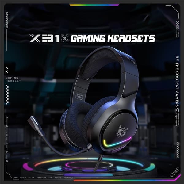 ONIKUMA PC Gaming Headset LED Kablede Over-Ear Hovedtelefoner med Mikrofon