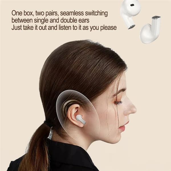 2 Par Trådløse Hovedtelefoner Bluetooth 5.3 In-Ear Sportshovedtelefoner med Støjreduktion - Hvide