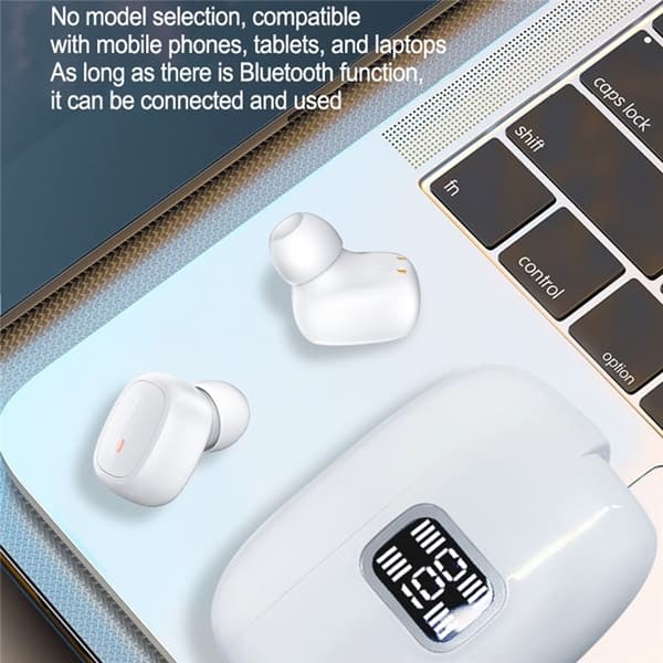 2 Par Trådløse Hovedtelefoner Bluetooth 5.3 In-Ear Sportshovedtelefoner med Støjreduktion - Hvide