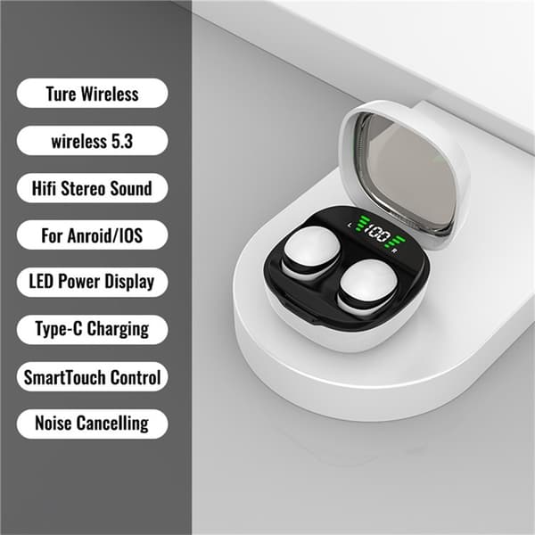 Trådløse hovedtelefoner In-Ear HiFi Stereolyd Bluetooth -Sleep HD Baslyd - Hvid