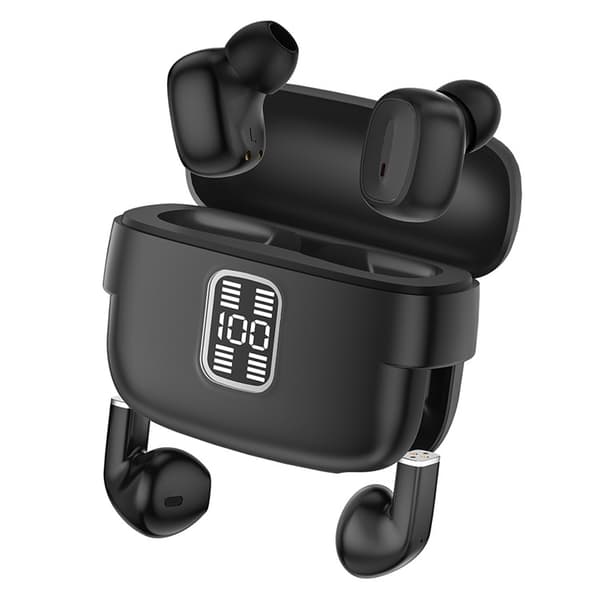 2 par trådlösa hörlurar Bluetooth 5.3 in-ear sporthörlurar brusreducering Svarta